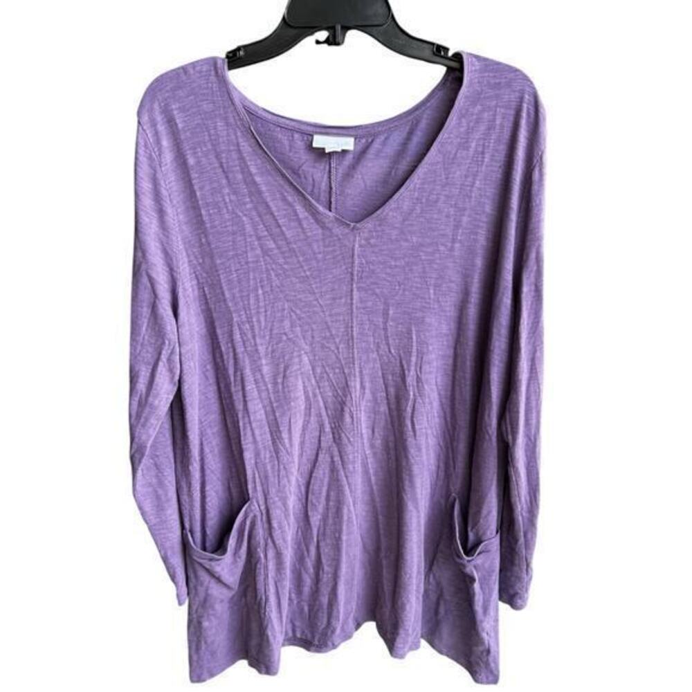 J. Jill Lavender V-Neck Long Sleeve Tunic with Pockets